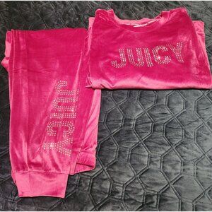 Juicy Couture Womens 1X Pinky/Purple Rhinestone Velour Track Suit Sleepwear